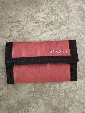 vintage Sasson branded nylon trifold wallet, typically from the 1980s.